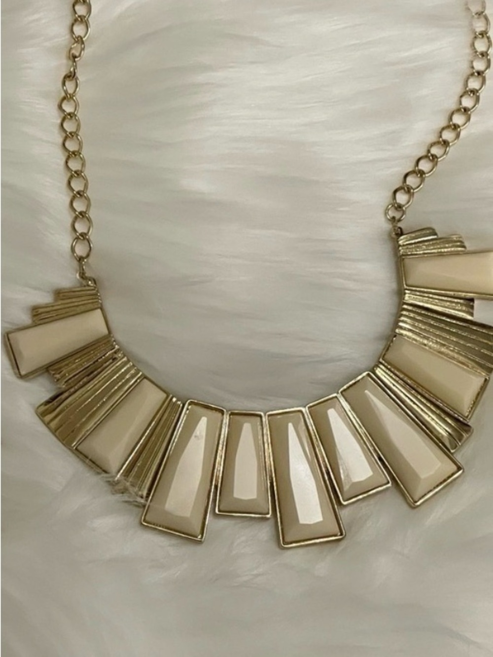 White & Gold Statement Necklace